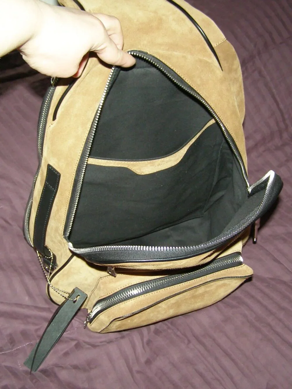 NWT Amiri medium Guitar Bag Brown Suede Backpack Mens Unisex Reversible Straps